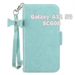 Galaxy A32 5G SCG08 ケース 手帳型 ミッキー　ライトブルー