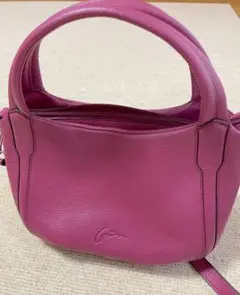 GRÈS Paris 牛革 ハンドバッグ ショルダーバッグ ピンクパープル