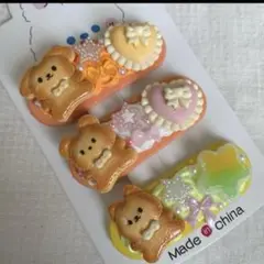 ハンドメイドヘアピン　デコホイップヘアピン　アニマルクッキー③