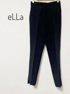 eLLa 裾 変形スリット テーパードパンツ ブラック
