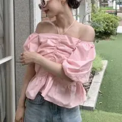【canie】2wayシャーリングトップス