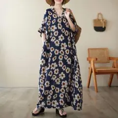 ワンピース　ゆったり　　体型カバー　レトロ