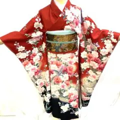 【振袖37】着物 振袖 正絹 袷 着物 桜 尾長鳥 単品販売