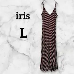 ✨レア商品✨iris 【L】ストライプキャミワンピース バーガンディ