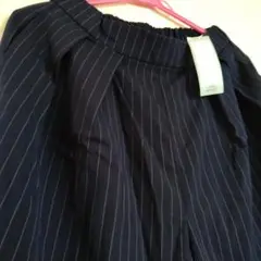 【タグ付き】ネイビー ストライプ ガウチョパンツ