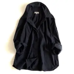 マーガレットハウエル コットンウール ダブルカラーシャツ MHL ブラック 黒