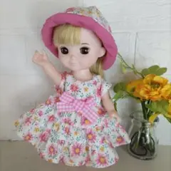 メルちゃん帽子付きワンピース379