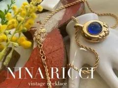 NINA RICCI vintage クリアブルーのカボションネックレス