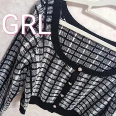 【美品】GRL チェック柄 クロップドカーディガン