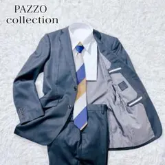 パッゾ　PAZZO シルク混　ダークグレー　シルク混　サテンスーツ　光沢　YA4