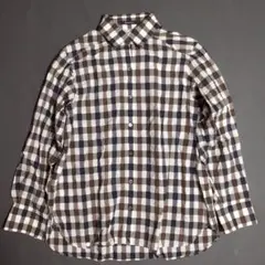 【アクアスキュータム】ギンガムチェックシャツ (M) ブラウン メンズ ボタン