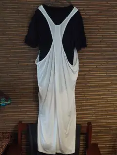 ホワイトオールインワン⭐一枚目バックスタイル⭐ドレープ⭐F⭐ペチコート付き