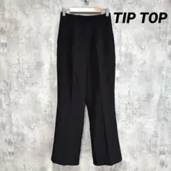 美品【TIP TOP】タック トラウザーパンツ 黒 M センタープレス きれいめ