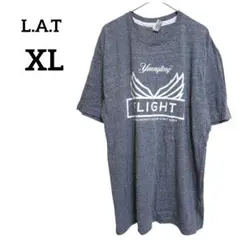 L.A.T 【XL】 プリントロゴ半袖Tシャツ　ゆるだぼ　ダークブルーグレー