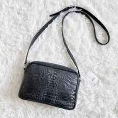 ★新品未使用品★ カイマンクロコ クロコダイル ショルダーバッグ レザー 黒