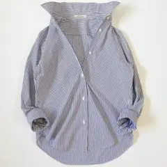 美品♪ドゥーズィエムクラス 2wayカシュクールシャツ 青白ストライプ柄