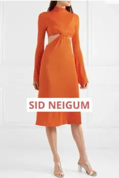 《新品タグ付き》SID NEIGUMオレンジ カットアウト ミディドレス