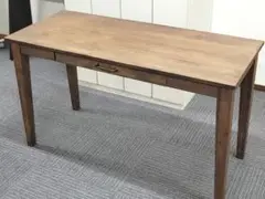 木製 引き出し付きデスク 幅120cm ナチュラルブラウン シンプル 書斎机
