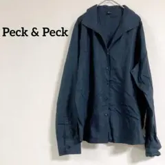 即購入OK✨Peck & Peck ダークブルー 長袖シャツ 16
