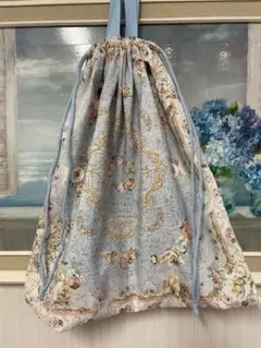《リメイク》持ち手付き巾着袋　エコバッグ　大きめ　ロマンティックファンタジー