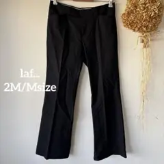 【ラフ】 2M♪ レディース スラックス フレア パンツ 無地 ブラック