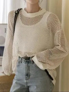 DAZY ホロアウト ドロップショルダー ブラなし トップス