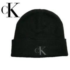 【人気】 Calvin Klein Jeansニット帽 ブラックロゴ