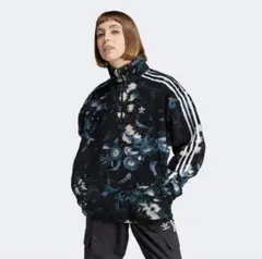 アディダス adidas フラワー フリースハーフジップジャケット M