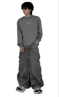 【Rosen Kreuzdouble sack press wide pants
