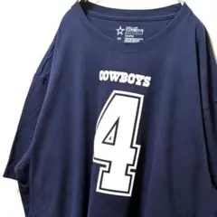 NFLダラスカウボーイズ4プレスコッツ Tシャツネイビー紺色2XL古着