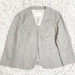 Ballsey ノーカラージャケット グレー S 36 リネン コットン　麻