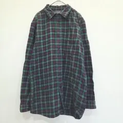 UNIQLO　ユニクロ　フランネルシャツ　チェックシャツ　L　綿100%　紫×緑