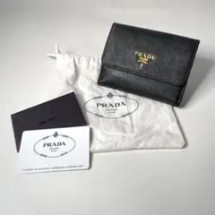 美品 プラダ PRADA コンパクトウォレット バイカラー
