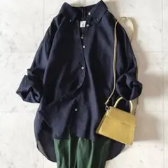美品＊6(ROKU) ロク シアーシャツ オーバーサイズ 黒 コットン 洗える