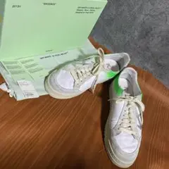 箱付き オフホワイト レザー×スエード スニーカー メンズ 靴