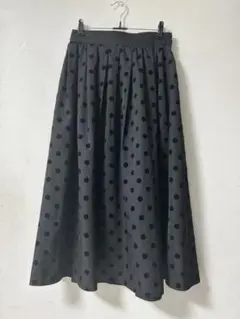 美品　ブラック　ドット　ふんわり　スカート