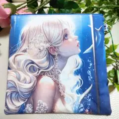 人魚イラストの布製ポーチ