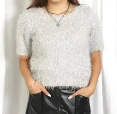 GORGE シャギー半袖ニットプルオーバー