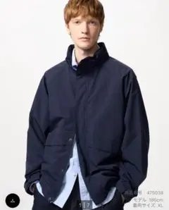極美品 UNIQLO ウィンドプルーフスタンドブルゾン L ネイビー