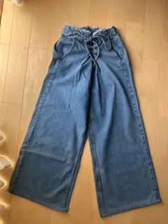 オリーブデオリーブ　デニム　ワイドパンツ　ブルー　股下61