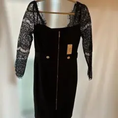 黒 レース袖 ナイトドレス 新品タグ付き