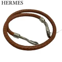 ✨極美品✨ ✨HERMES✨ ブレスレット 本革 ブラウン クロコ アクセサリー