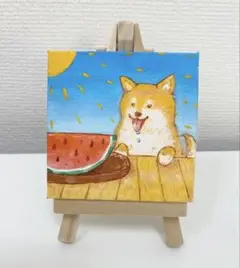 スイカと柴犬