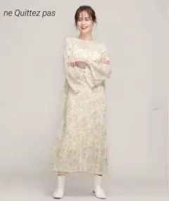 【美品】ヌキテパ ワンピース 長袖 花 シアー ロング オケージョン
