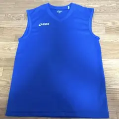 アシックス ノースリーブシャツ 青　M
