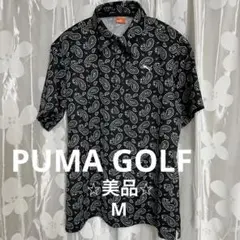 プーマゴルフ ペイズリー柄 ストレッチ 半袖ポロシャツ サイズM ブラック