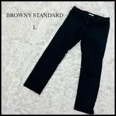 【BROWNY STANDARD】ストレートカジュアルパンツ L 黒 レディース