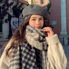 セール中☆在庫わずか♡大判ストールマフラー♡フリンジ付き♡格子柄♡高級