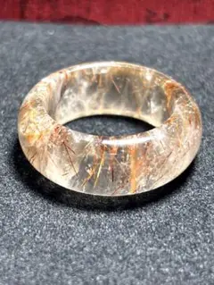 再入荷！！ルチルクォーツくり抜きリング22号（新品未使用）高品質　大きめ金運２