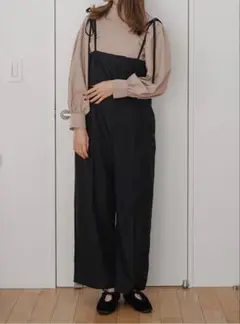 新品未使用タグ付き　しまむら　SAKI ベアトップサロペット　L クロ
